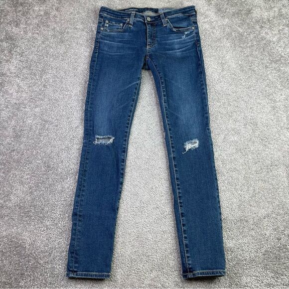 Ag Adriano Goldschmied Jeans Women's 26 Blue Super Skinny Ankle Low Rise Dark - Picture 1 of 13